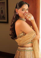 Champagne Gold Mirror & Sequin Embellished Lehenga Set