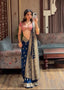 Royal Blue Embroidered Banarasi Saree