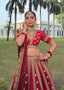 Ruby Red Zardozi Handcrafted Bridal Lehenga