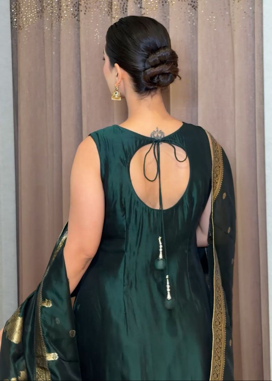 Emerald Green Banarasi Silk Kurta Set