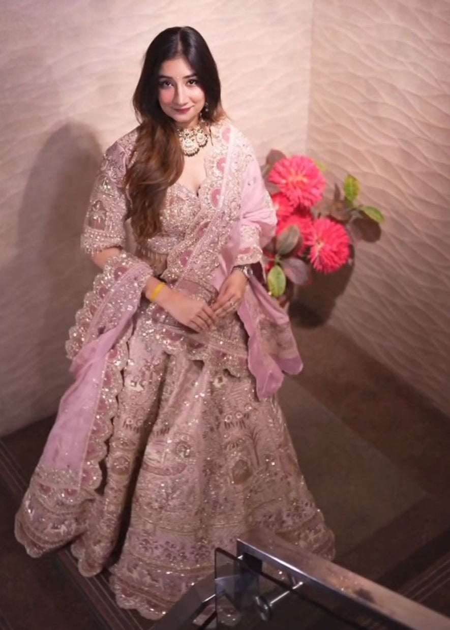 Blush Pink Handcrafted Heritage Bridal Lehenga Set Secondary image