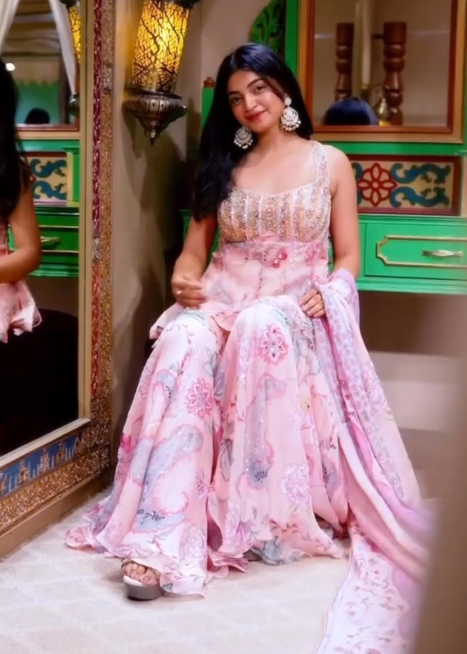 Floral Printed Peplum Sharara Set Secondary image