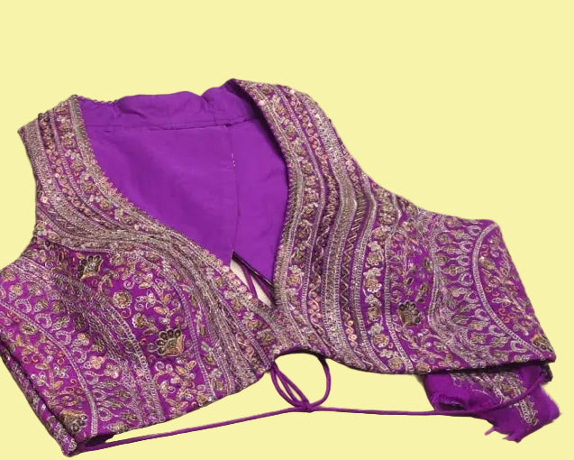 Sky Blue Silk Saree with Pink & Purple Designer Embroidered Border