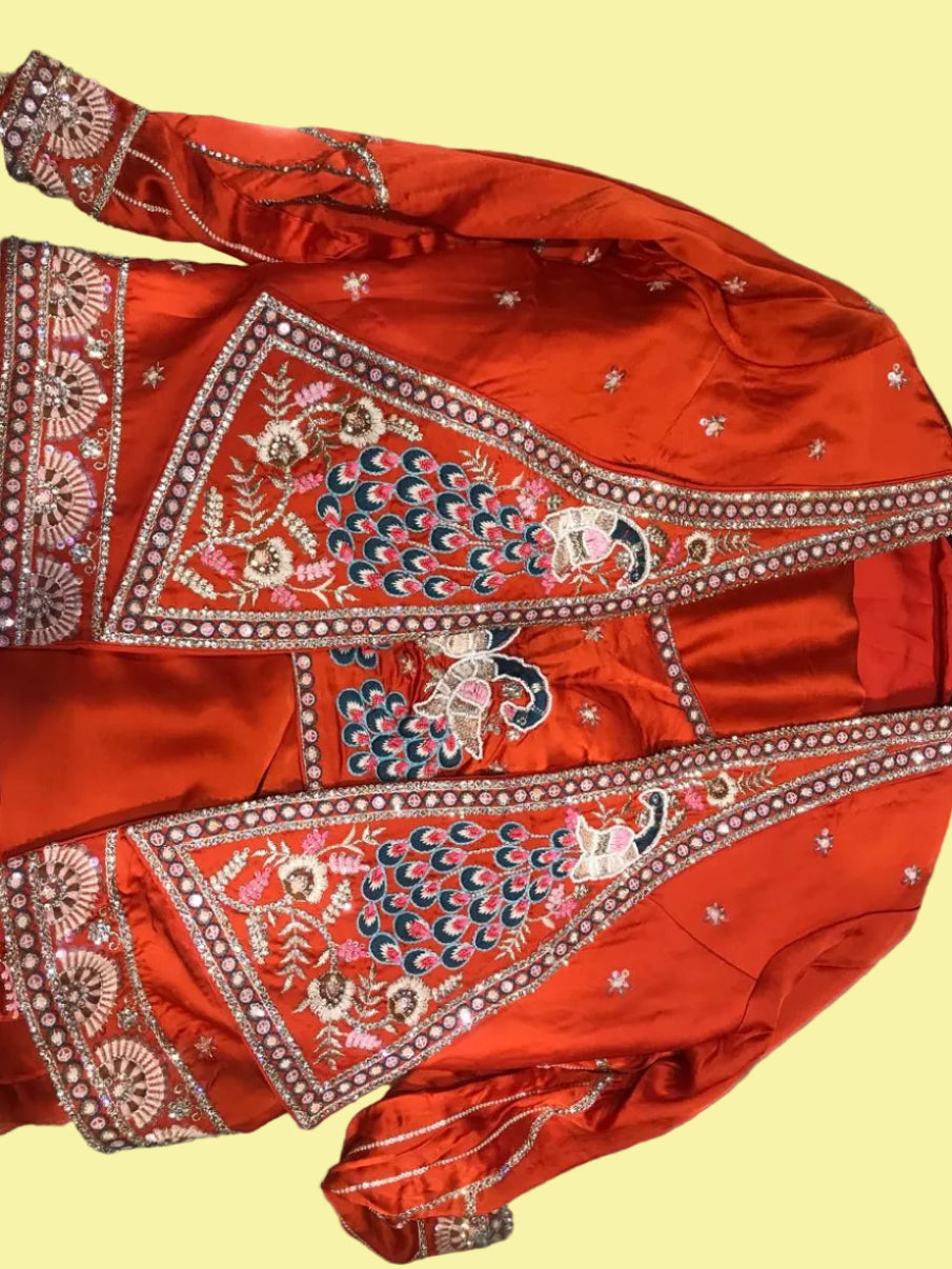 Royal Orange Silk Saree with Designer Embroidered Border