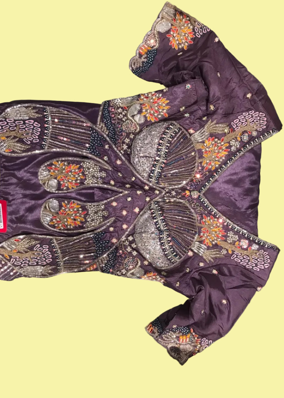 Elegant Purple Silk Saree with Multicolour Embroidered Border Secondary image