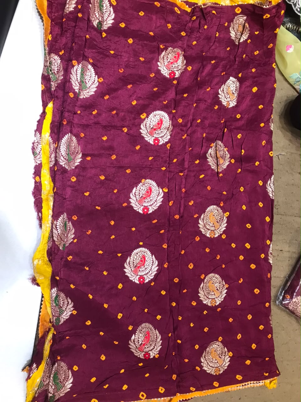 Wine Soft Fabric Saree with Embroidered Paisley Motifs