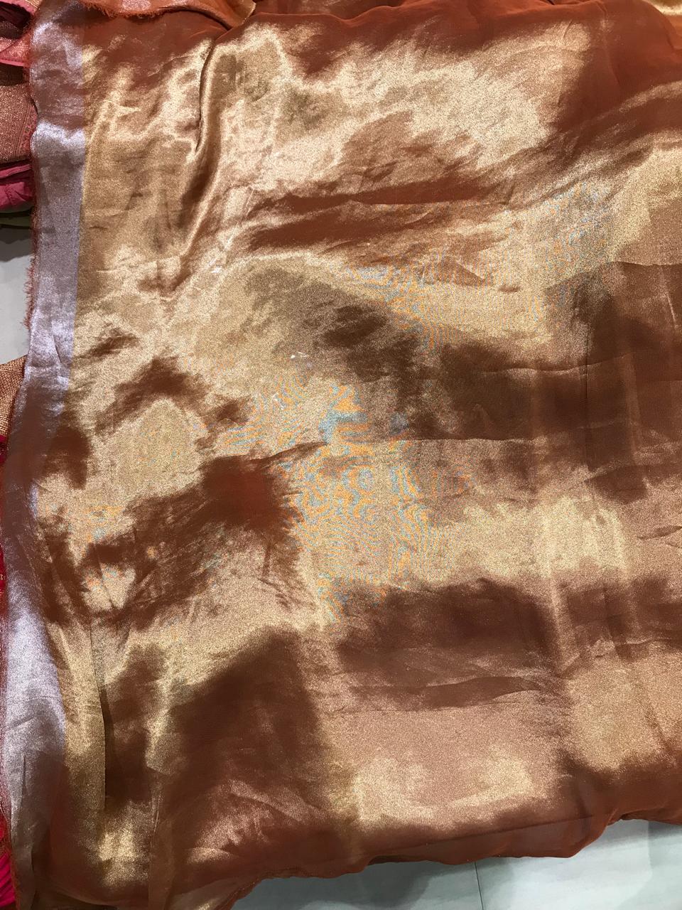 Gold Silk Saree with Floral Woven Motifs & Designer Border Secondary image