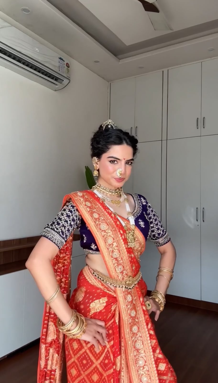 Orange Bandhani- Banarasi Zari Silk Saree Secondary image