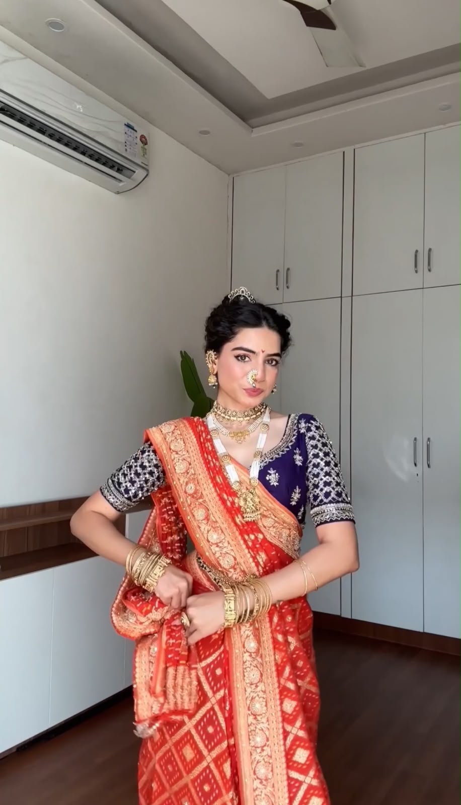 Orange Bandhani- Banarasi Zari Silk Saree Main image