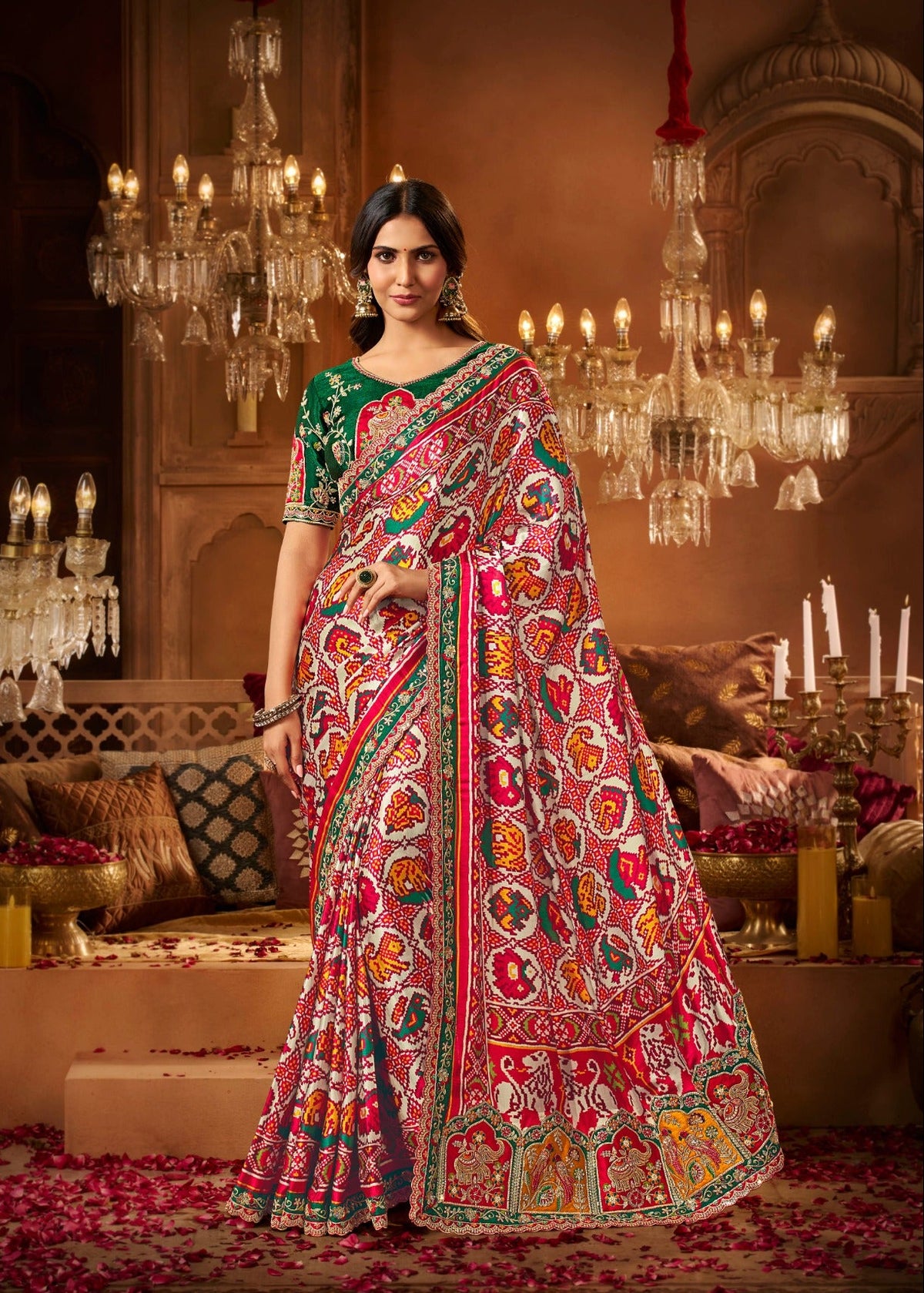 Multicolour Soft Saree with Traditional Motifs
