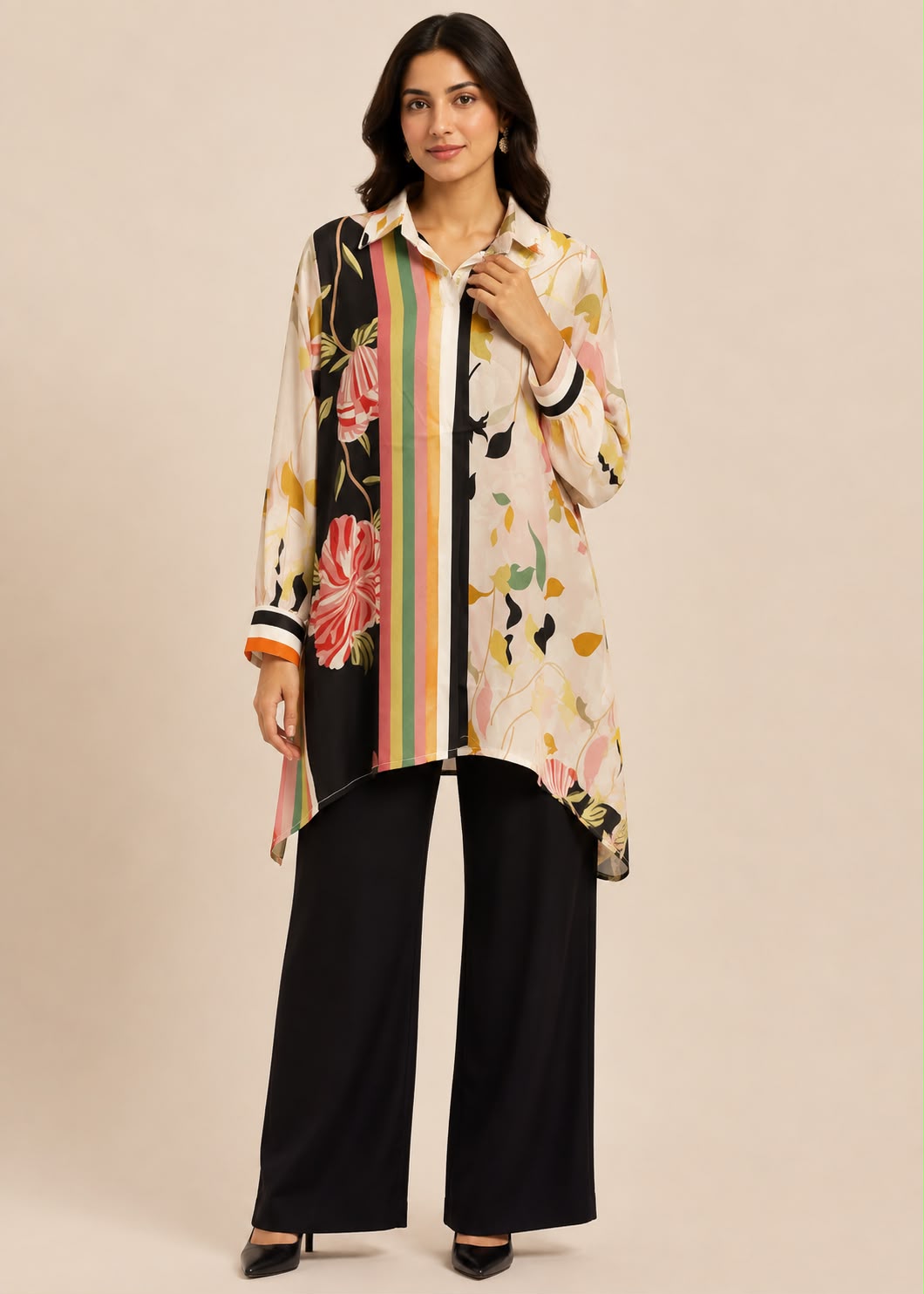 Cream Floral Printed Co-ord Set