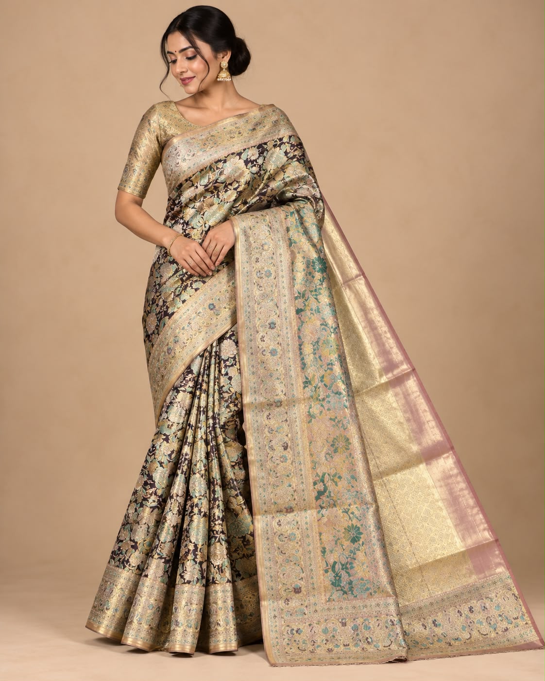 Deep Purple Silk Banarasi Saree Main image