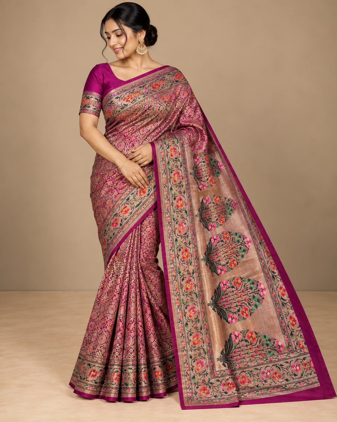 Magenta Paithani Silk Saree Main image