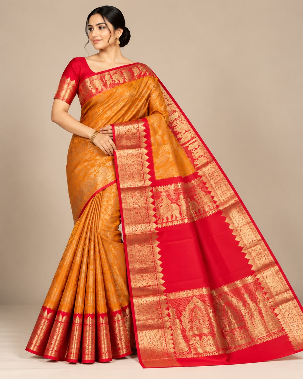 Mustard Yellow Doli-Baraat Banarasi Silk Saree