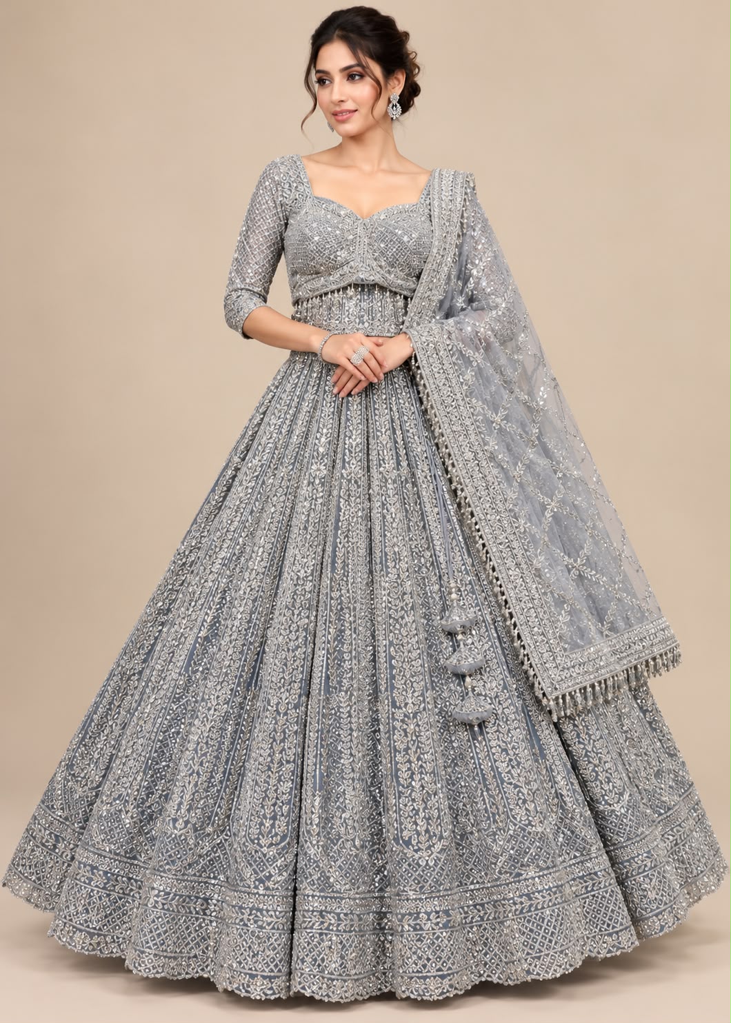 Ethereal Icy Blue Lehenga Main image