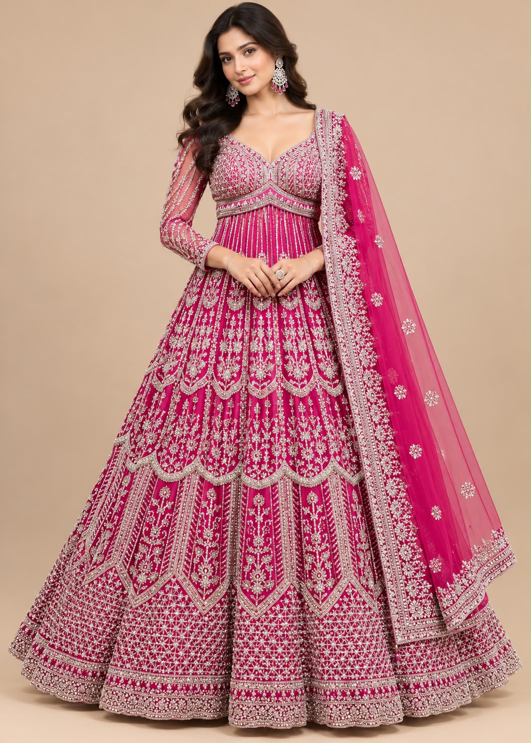 Rani Pink Embroidered Bridal Lehenga