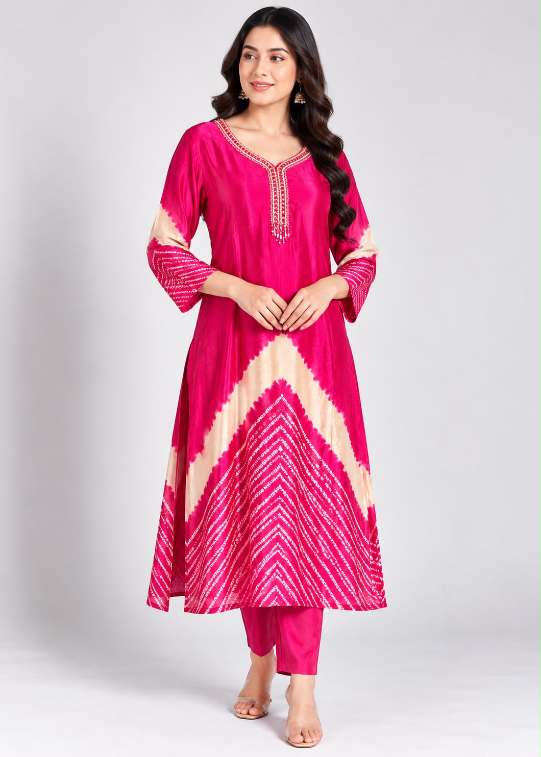 Rani Pink Tie-Dye Kurta Set
