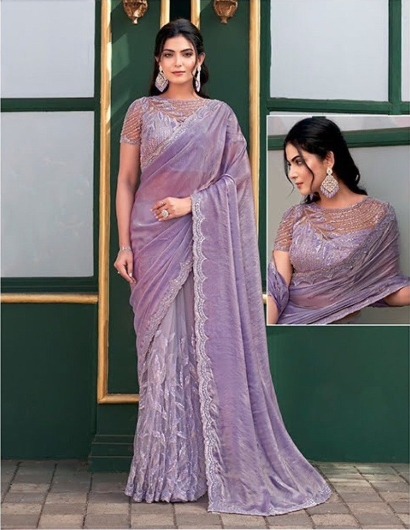 Lavender Illusion With Sequins hand work saree (25414 GS-140)