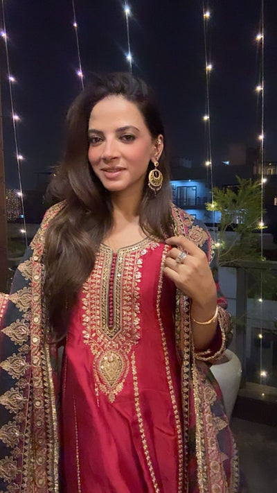 Royal Crimson Sharara Suit (14163 D-145)