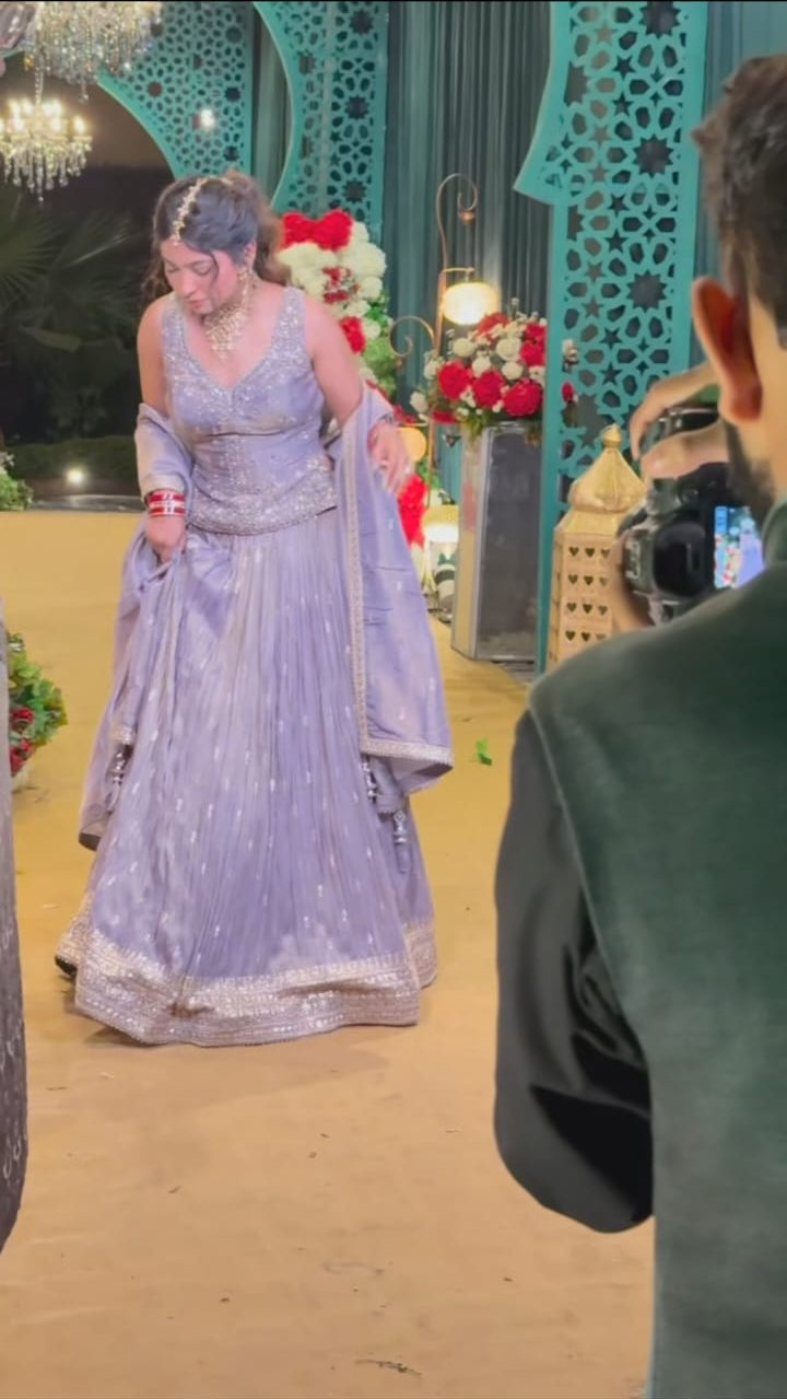 Lavender Dream Crinkle Lehenga Set with Peplum Choli (9741 M-27)