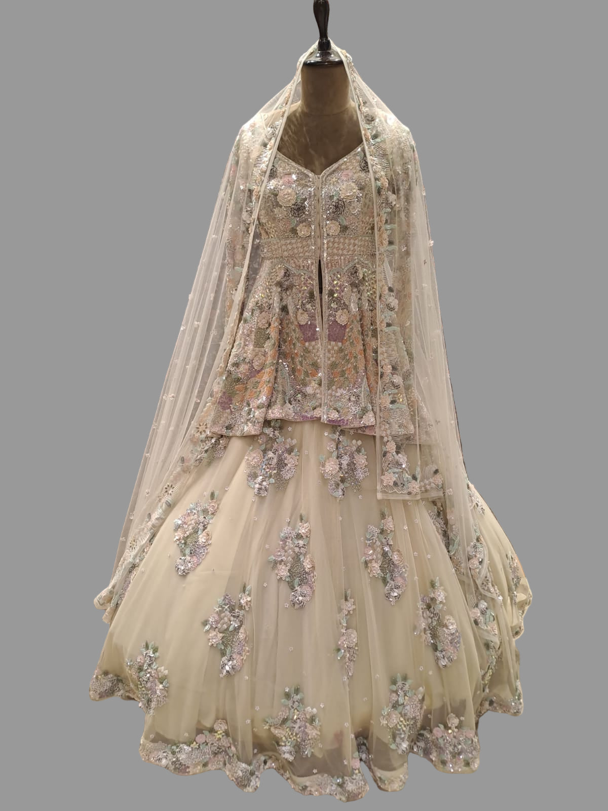 Ethereal Pastel Floral Luxury Lehenga Set (2413554 D-12) Secondary image