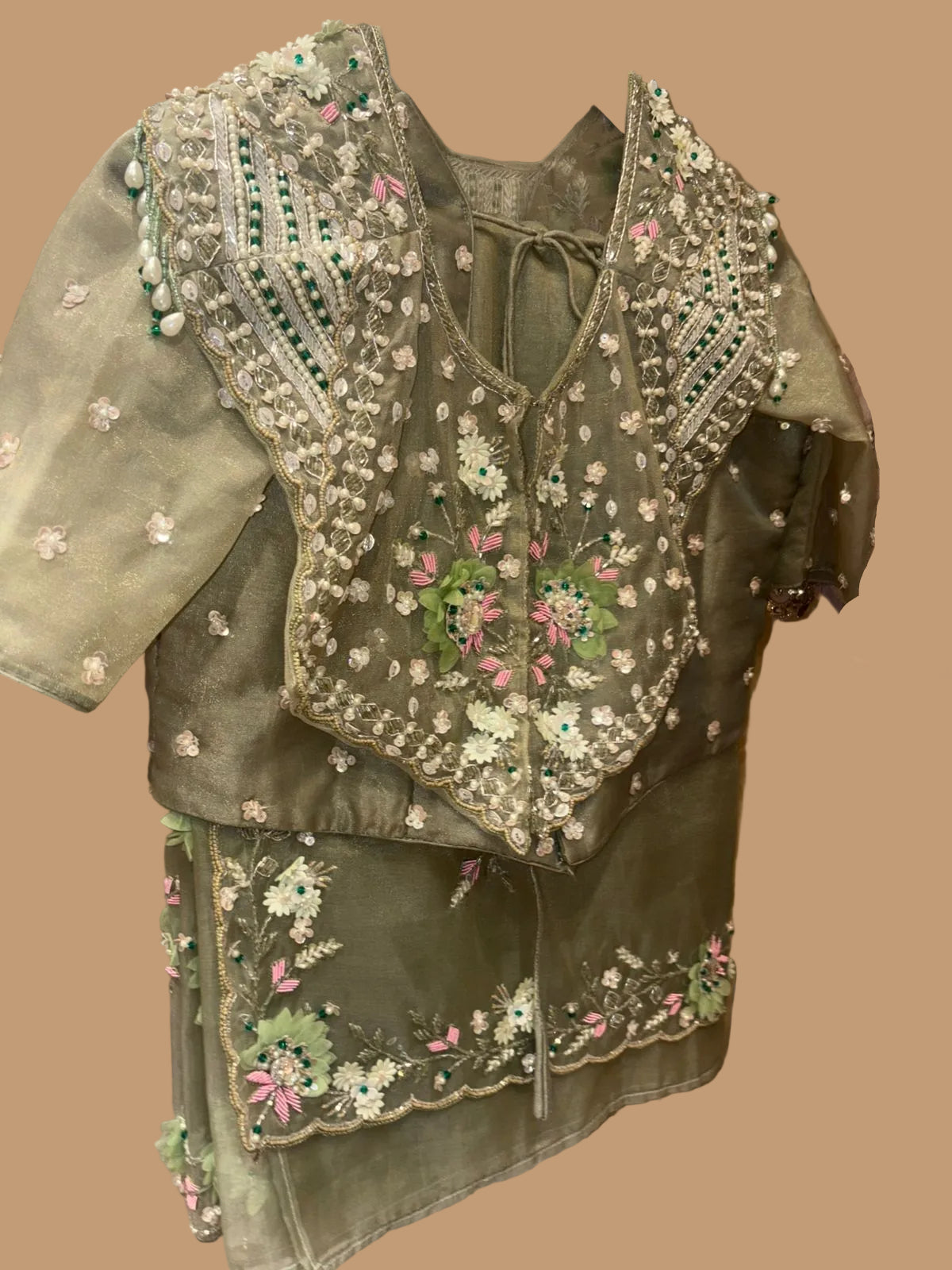 Sage Blossom Cape Saree