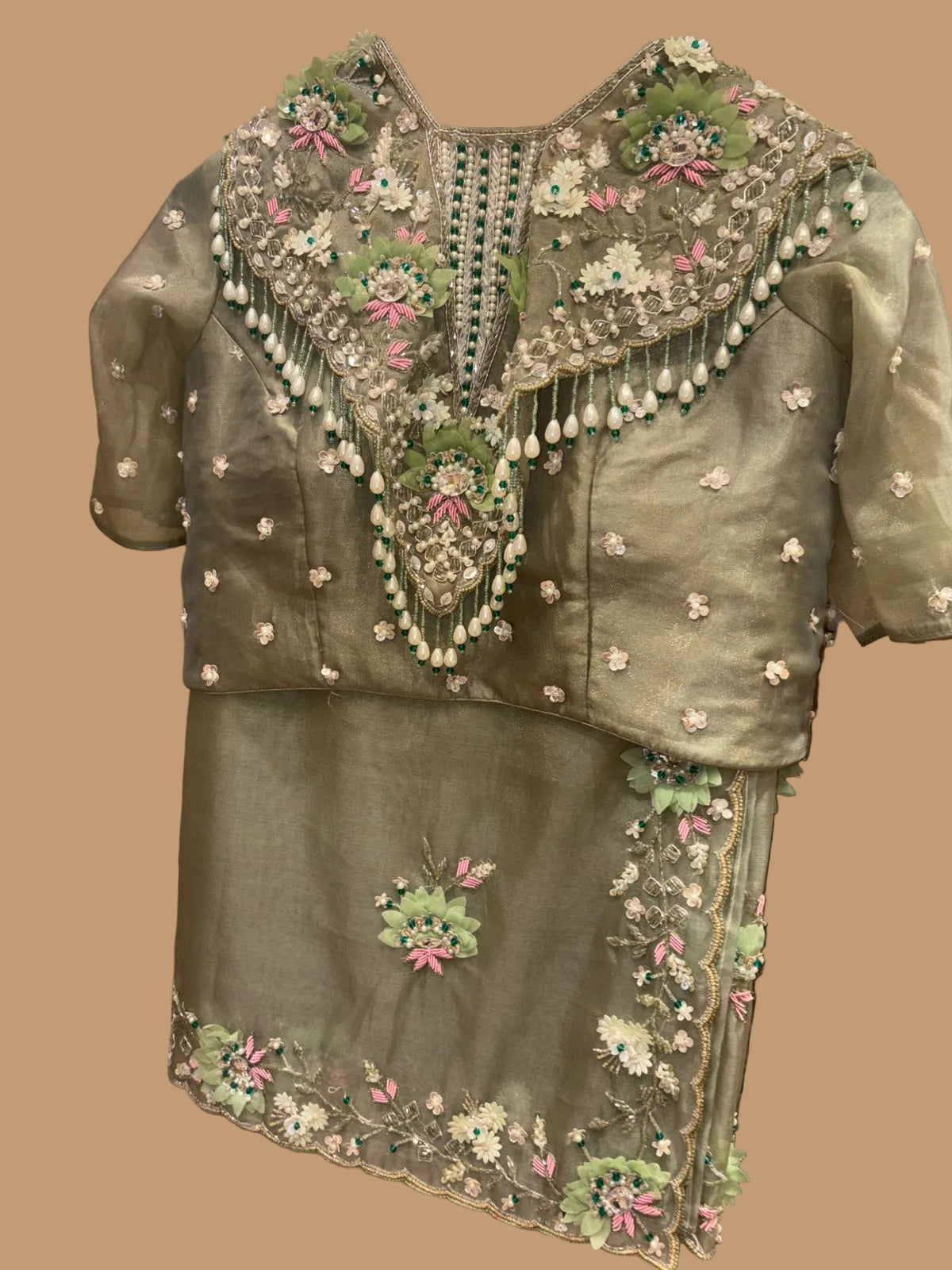 Sage Blossom Cape Saree