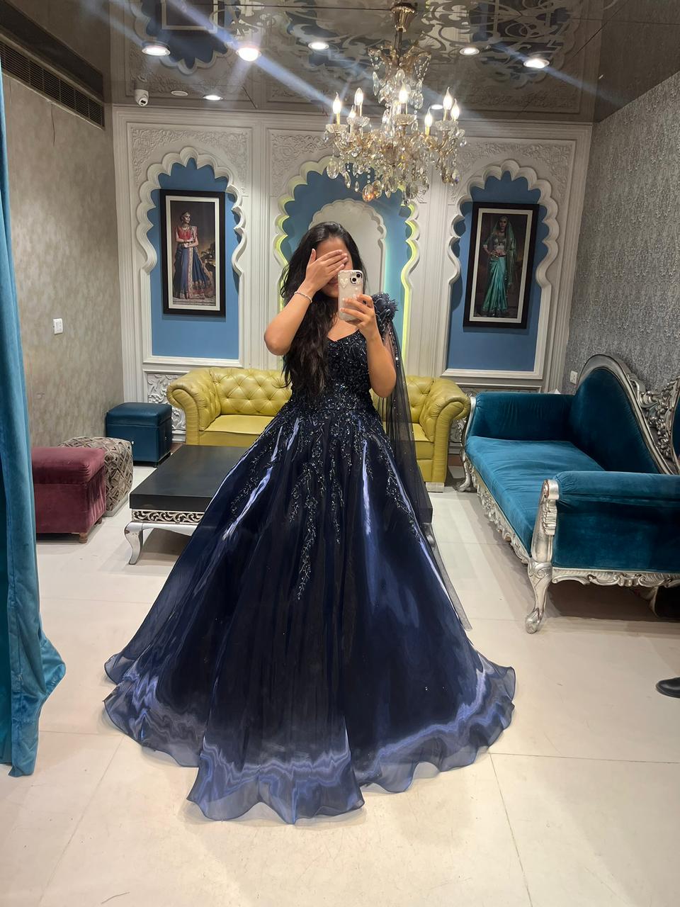 Midnight Obsidian Sequin-Embellished Gown