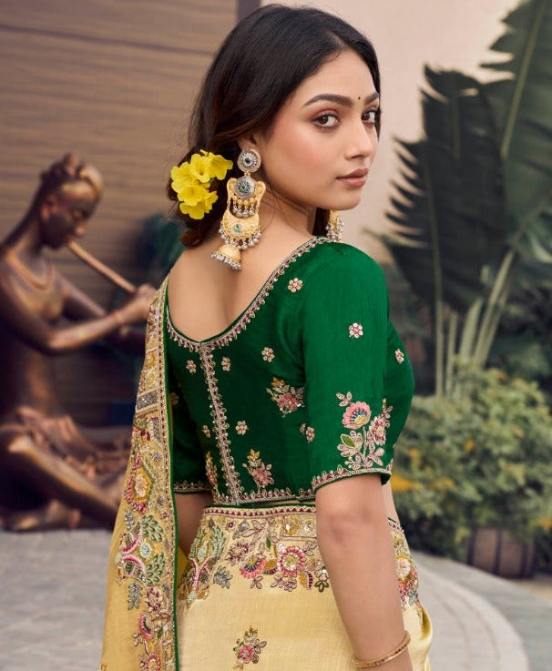 Mustard Banarasi Silk Saree Secondary image