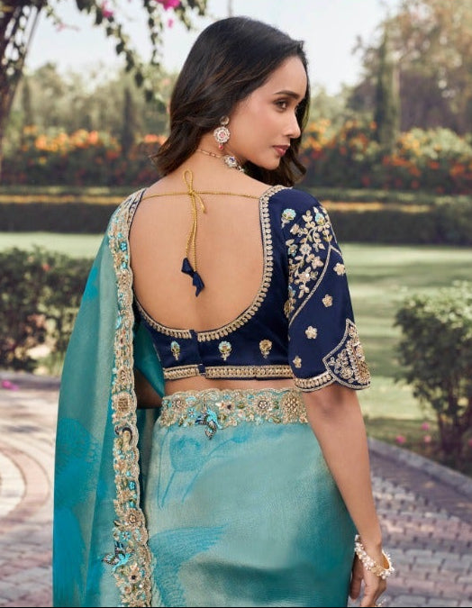 Jacquard Silk Saree with Ornate Scalloped Border
