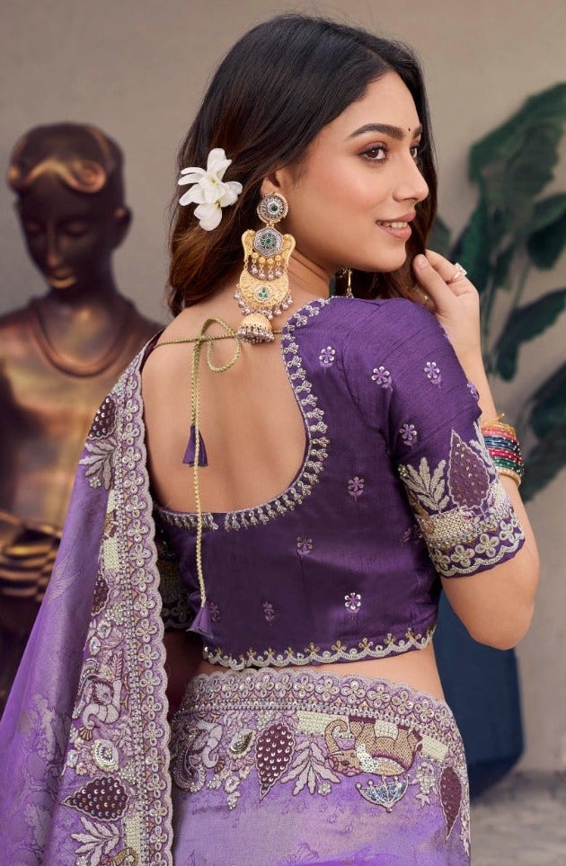 Lavender Mist Banarasi Silk Saree Secondary image