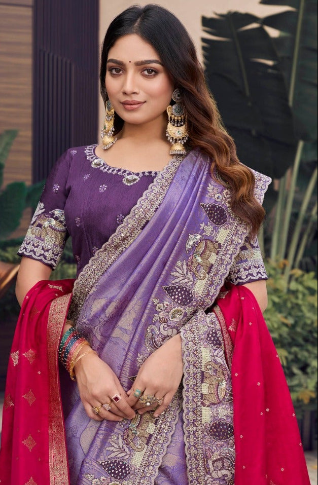 Lavender Mist Banarasi Silk Saree