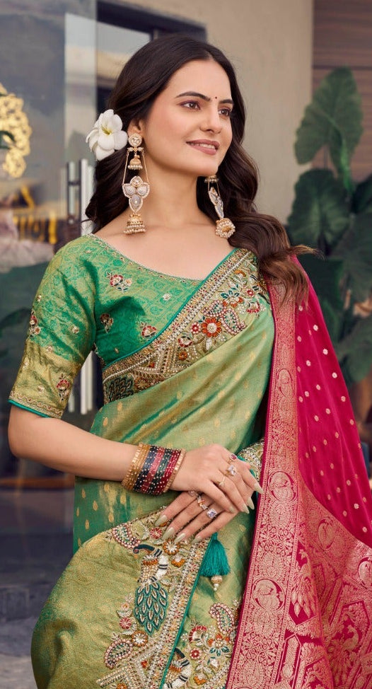 Emerald Moss Silk Saree