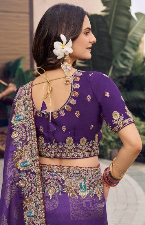Royal Purple Banarasi Silk Saree Secondary image