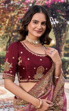 Dusty Rose Ombre Silk Saree