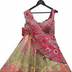 Multi-Color Digital Print Lehenga with Asymmetric Embroidered Blouse