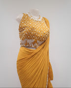 Crinkle Georgette Ruffle Drape Saree