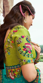 Regal Fusion Teal-Green Designer Silk Saree