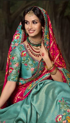 Designer Bandhani-Grid Silk Saree