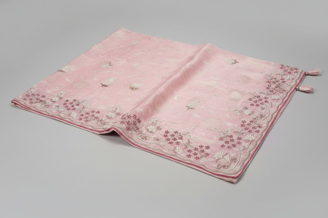 Pink Ombre Saree with Floral Embroidery