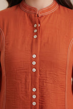 buy Stylish Burnt Orange Tunic Co-ord Set with Wide-Leg Trousers for women