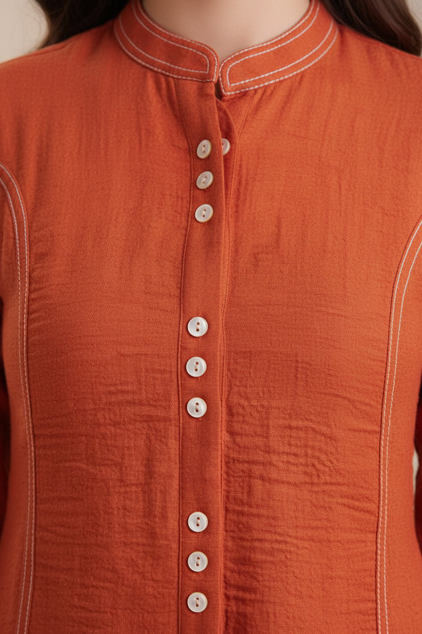 buy Stylish Burnt Orange Tunic Co-ord Set with Wide-Leg Trousers for women