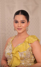 Canary Ruffle Drape Saree