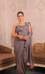 Silver Sequin Pleated Drape Saree