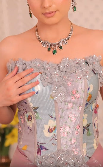 Mauve Metallic Tissue Drape Saree Secondary image