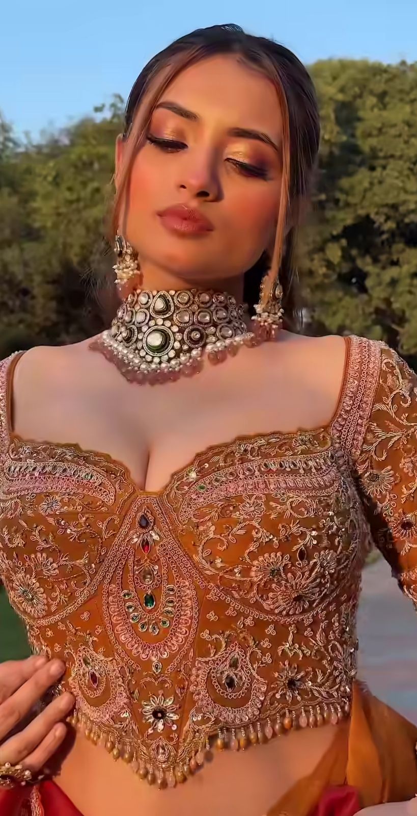 The Amber Glow Ombré Organza Saree Set Secondary image