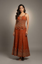 Magenta Corset-Style Sharara Set with Gold Work