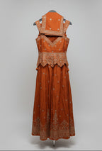 Magenta Corset-Style Sharara Set with Gold Work