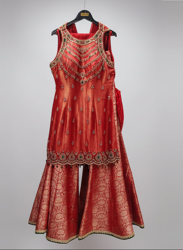 Mint Mystique Silk Sharara Set