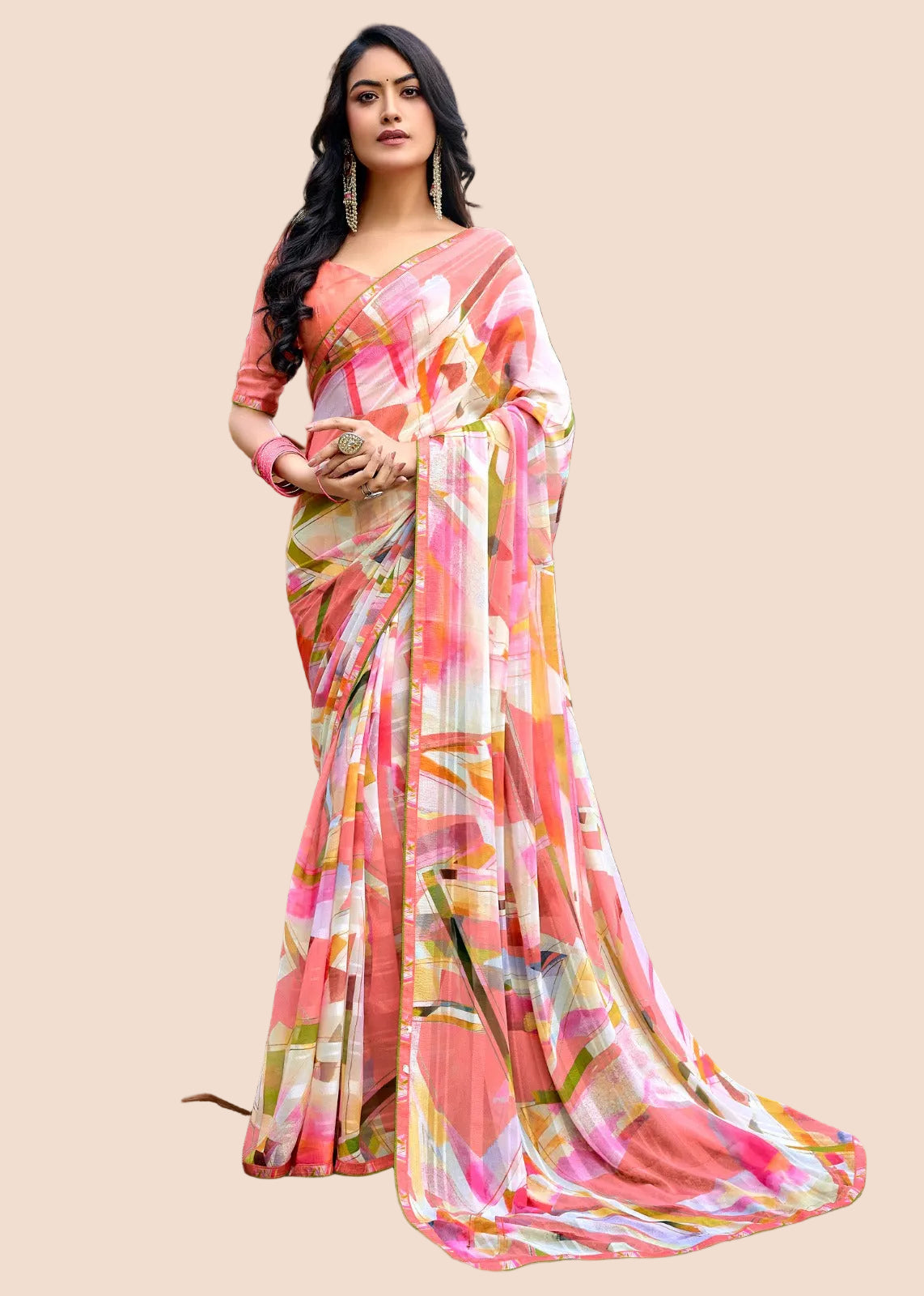 Pink Garden Georgette Saree Main image